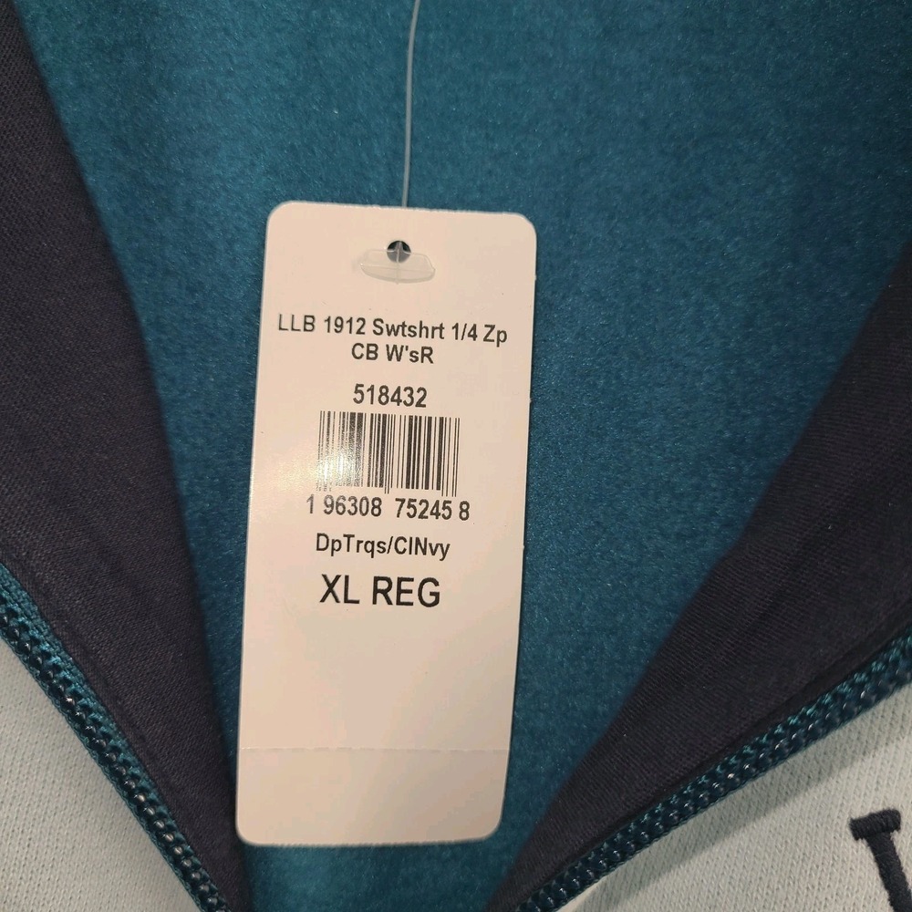 NWT LL Bean Quarter Zip Womens XL Pullover Colorblock Baby Blue Navy Sweatshirt - Picture 6 of 7